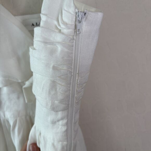 A.L.C Daniela Tie Front Linen Midi Dress - Picture 7 of 8